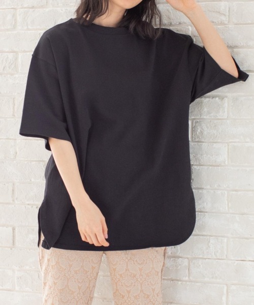 Mysa&Liina（ミーサリーナ）の「USAコットンBIGＴ（Tシャツ/カットソー・レディース・チャコールグレー/ブラック/パープル/ブラウン/オフホワイト/ブルー/ミント/グレイッシュベージュ・M）」の4枚目の写真