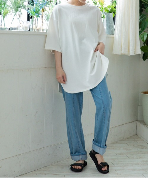 Mysa&Liina（ミーサリーナ）の「USAコットンBIGＴ（Tシャツ/カットソー・レディース・チャコールグレー/ブラック/パープル/ブラウン/オフホワイト/ブルー/ミント/グレイッシュベージュ・M）」の18枚目の写真