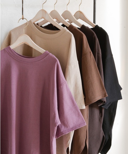 Mysa&Liina（ミーサリーナ）の「USAコットンBIGＴ（Tシャツ/カットソー・レディース・チャコールグレー/ブラック/パープル/ブラウン/オフホワイト/ブルー/ミント/グレイッシュベージュ・M）」の12枚目の写真