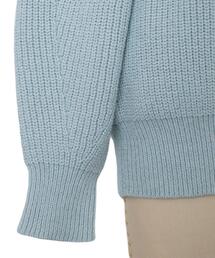 ドゥロワー Drawer 畦編みニット ブルー 青 クルーネック サイドスリット ニット セーター メンズ 蛍光ネオンカラー畦編み5Gゲージ