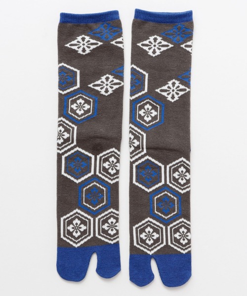 カヤ（カヤ）の「【カヤ】足袋型くつ下25～28cm 亀甲紋（ソックス/靴下・メンズ・イエロー/ブルー/レッド・FREE）」の2枚目の写真