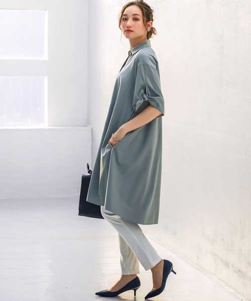 BELLUNA（ベルーナ）の「袖リボンスキッパーシャツワンピース（シャツワンピース・レディース・ネイビー/ブルーグレー/モカ/テラコッタ・MEDIUM/LARGE/X-LARGE）」の6枚目の写真