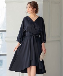 Retica（レティカ）の「パーティードレス リボンベルト 長袖 フィッシュテール 膝丈 ワンピース 20代 30代 大きいサイズ お呼ばれ 結婚式（ドレス）」