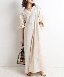 SLOBE IENA | リネン混ニュアンスネックワンピース【手洗い可能】◆(ワンピース)