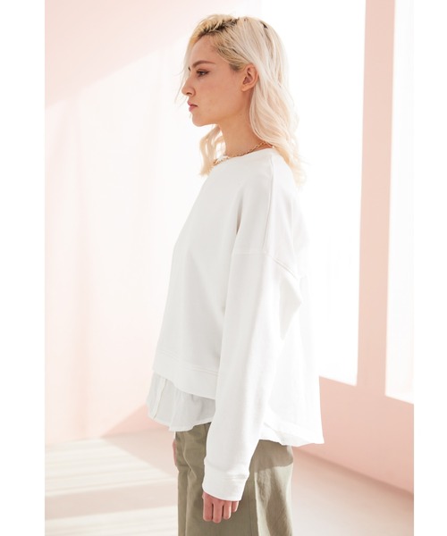 ALEXIA STAM(アリシアスタン)の「Layered Hem Sweatshirt/レイヤードヘムスウェットシャツ(スウェット・レディース・ホワイト/チャコールグレー/ヘザーグレー・FREE)」の2枚目の写真