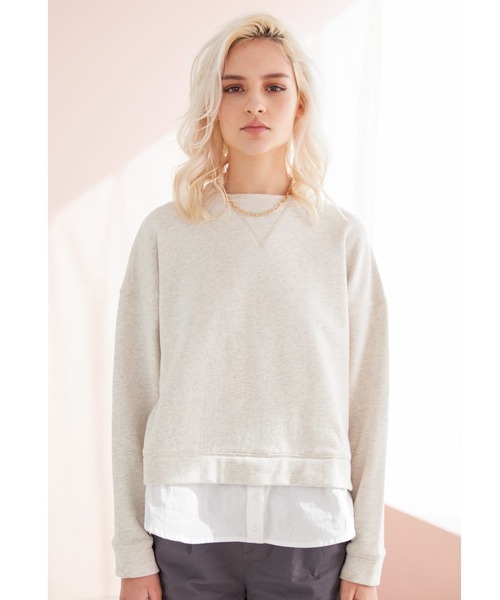 ALEXIA STAM(アリシアスタン)の「Layered Hem Sweatshirt/レイヤードヘムスウェットシャツ(スウェット・レディース・ホワイト/チャコールグレー/ヘザーグレー・FREE)」の3枚目の写真