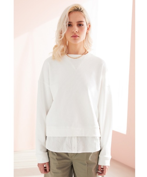 ALEXIA STAM(アリシアスタン)の「Layered Hem Sweatshirt/レイヤードヘムスウェットシャツ(スウェット・レディース・ホワイト/チャコールグレー/ヘザーグレー・FREE)」の8枚目の写真