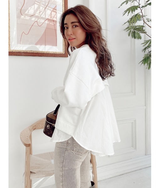 ALEXIA STAM(アリシアスタン)の「Layered Hem Sweatshirt/レイヤードヘムスウェットシャツ(スウェット・レディース・ホワイト/チャコールグレー/ヘザーグレー・FREE)」の4枚目の写真