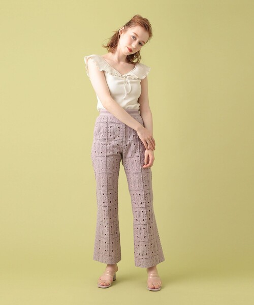 DEICY（デイシー）の「レースミックスベルボトム（その他パンツ