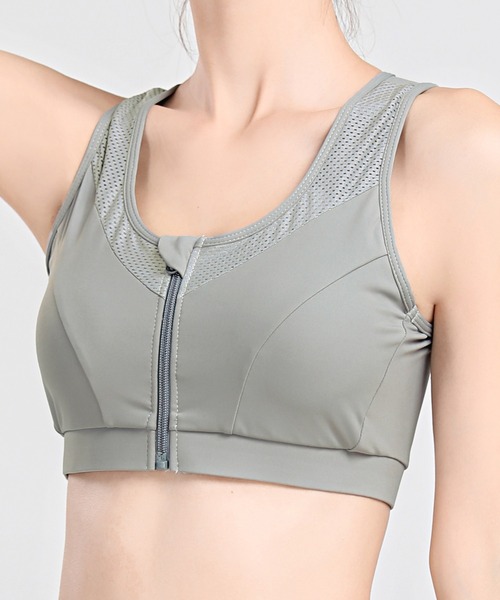 DAY CLOSET（デイ クローゼット）の「フロントジップバックシャンフィットネスヨガブラトップ（スポーツブラ・レディース・グレー/ミント/ワイン/ブラック・M/LL/L/S）」の3枚目の写真