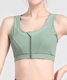 フロントジップバックシャンフィットネスヨガブラトップ