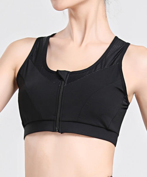 DAY CLOSET（デイ クローゼット）の「フロントジップバックシャンフィットネスヨガブラトップ（スポーツブラ・レディース・グレー/ミント/ワイン/ブラック・M/LL/L/S）」の2枚目の写真