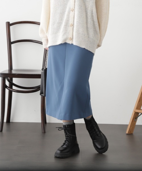 FREE'S MART(フリーズマート)の「ストレッチダブルジョーゼットスリットタイトスカート(スカート・レディース・ブラック/ベージュ/ライトカーキ/ブルー・マルチサイズ)」の18枚目の写真