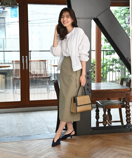 Rewde（ルゥデ）の「【スタイリストコラボ商品・雑誌掲載】リネンライクタイトスカート（1R10-05212）（スカート・レディース・ベージュ/ネイビー/カーキ/オレンジ・M）」の8枚目の写真