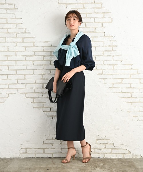 Rewde（ルゥデ）の「【スタイリストコラボ商品・雑誌掲載】リネンライクタイトスカート（1R10-05212）（スカート・レディース・ベージュ/ネイビー/カーキ/オレンジ・M）」の14枚目の写真