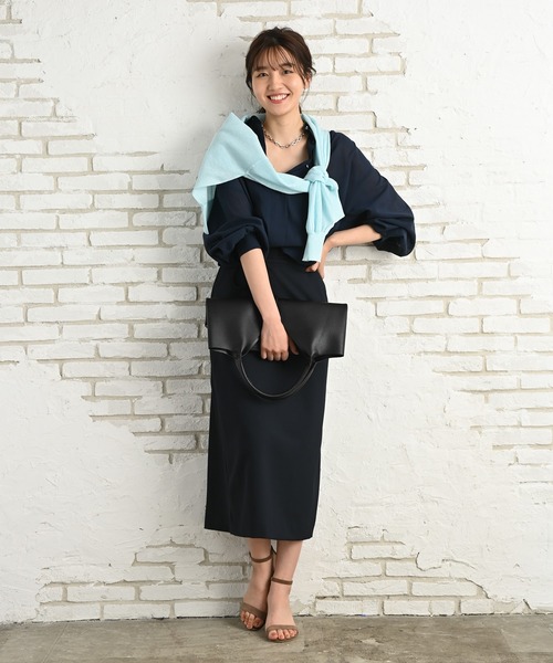 Rewde（ルゥデ）の「【スタイリストコラボ商品・雑誌掲載】リネンライクタイトスカート（1R10-05212）（スカート・レディース・ベージュ/ネイビー/カーキ/オレンジ・M）」の12枚目の写真