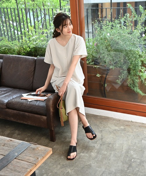 Rewde（ルゥデ）の「【スタイリストコラボ商品・雑誌掲載】リネンライクタイトスカート（1R10-05212）（スカート・レディース・ベージュ/ネイビー/カーキ/オレンジ・M）」の6枚目の写真