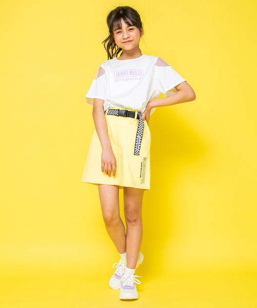 JENNI belle（ジェニィベル）の「【WEB限定】チェッカーベルト付き台形スカート（スカート・キッズ・ベージュ/イエロー・130cm/150cm/140cm/160cm）」の14枚目の写真