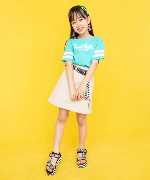 JENNI belle（ジェニィベル）の「【WEB限定】チェッカーベルト付き台形スカート（スカート・キッズ・ベージュ/イエロー・130cm/150cm/140cm/160cm）」の22枚目の写真