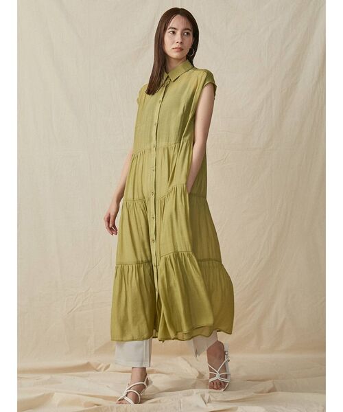 COTORICA（コトリカ）の「シアーティアードワンピース（ワンピース・レディース・ブラウン/オフホワイト/オレンジ/グリーン・FREE）」の5枚目の写真