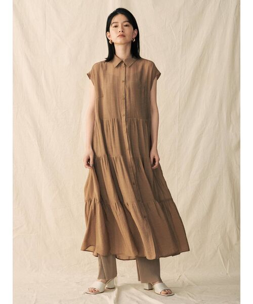 COTORICA（コトリカ）の「シアーティアードワンピース（ワンピース・レディース・ブラウン/オフホワイト/オレンジ/グリーン・FREE）」の14枚目の写真