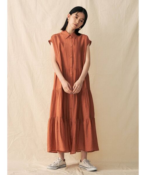 COTORICA（コトリカ）の「シアーティアードワンピース（ワンピース・レディース・ブラウン/オフホワイト/オレンジ/グリーン・FREE）」の8枚目の写真