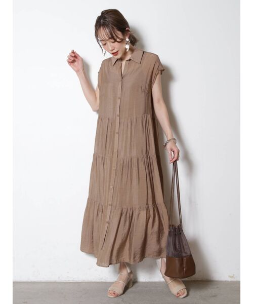 COTORICA（コトリカ）の「シアーティアードワンピース（ワンピース・レディース・ブラウン/オフホワイト/オレンジ/グリーン・FREE）」の20枚目の写真