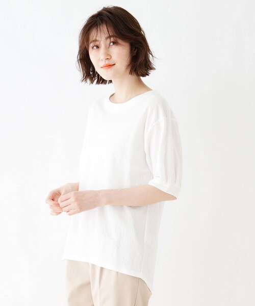 DRESKIP（ドレスキップ）の「◆肩レースパフ袖Tシャツ（Tシャツ/カットソー・レディース・ブラック/ダークブラウン/オフホワイト/グリーン系・02/03/04）」の2枚目の写真