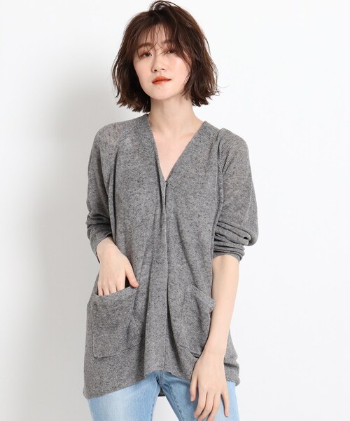 JET(ジェット)の「◆【ウォッシャブル】リネン混ニットカーディガン(カーディガン/ボレロ・レディース・ブラック系7/ベージュ系8・04)」の2枚目の写真