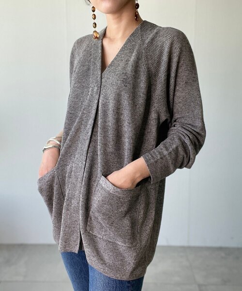 JET(ジェット)の「◆【ウォッシャブル】リネン混ニットカーディガン(カーディガン/ボレロ・レディース・ブラック系7/ベージュ系8・04)」の5枚目の写真