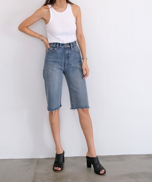 AKTE（アクテ）の「デニムハーフパンツ（デニムパンツ・レディース・ブルー/ブラック・1/2）」の3枚目の写真