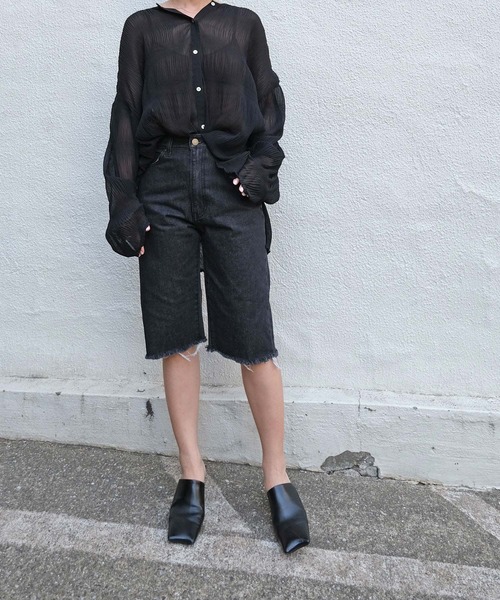 AKTE（アクテ）の「デニムハーフパンツ（デニムパンツ・レディース・ブルー/ブラック・1/2）」の12枚目の写真