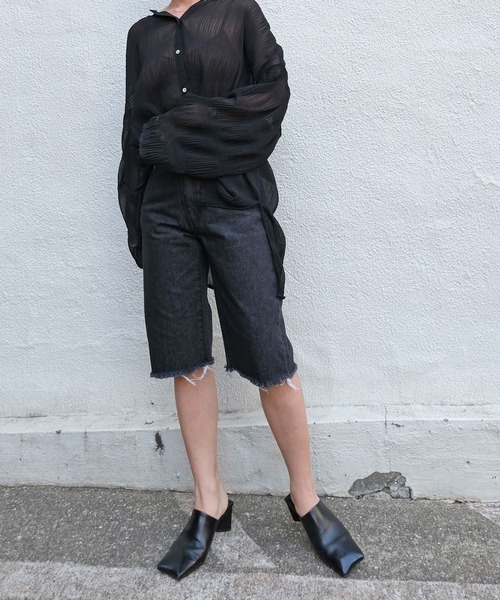 AKTE（アクテ）の「デニムハーフパンツ（デニムパンツ・レディース・ブルー/ブラック・1/2）」の14枚目の写真