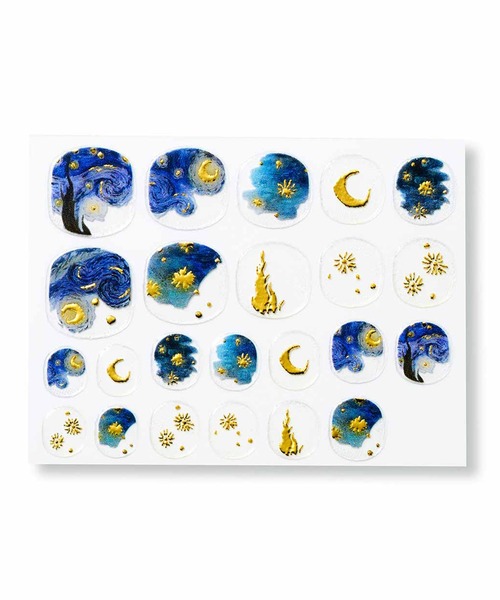 MEDE19F（メデジュウキュウ）の「ＭＥＤＥ１９Ｆ　ゴッホの世界をまとうネイルシール（ネイルシール/ネイルチップ・レディース・グリーン×ピンク/イエロー/ブルー・ONE SIZE）」の5枚目の写真