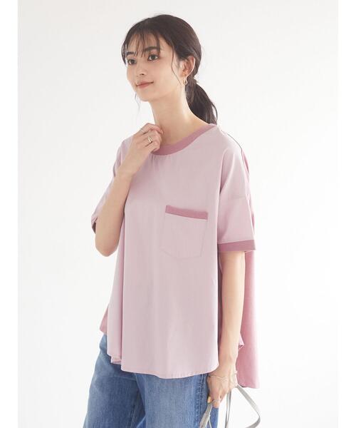 CRAFT STANDARD BOUTIQUE（クラフトスタンダードブティック）の「異素材Tブラウス　＊（Tシャツ/カットソー・レディース・チャコールグレー/ベージュ/ブルー/イエロー/ピンク・FREE）」の16枚目の写真