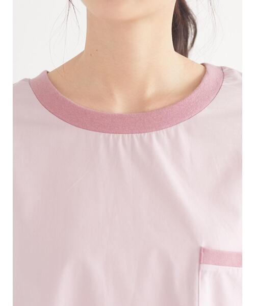 CRAFT STANDARD BOUTIQUE（クラフトスタンダードブティック）の「異素材Tブラウス　＊（Tシャツ/カットソー・レディース・チャコールグレー/ベージュ/ブルー/イエロー/ピンク・FREE）」の19枚目の写真