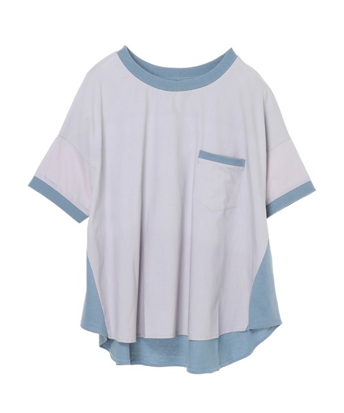 CRAFT STANDARD BOUTIQUE（クラフトスタンダードブティック）の「異素材Tブラウス　＊（Tシャツ/カットソー・レディース・チャコールグレー/ベージュ/ブルー/イエロー/ピンク・FREE）」の3枚目の写真
