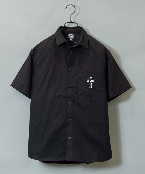 DOGTOWN（ドッグタウン）の「DT-NEW LETTER WORK・SS-SHIRT/ドックタウン 半袖 ワーク シャツ（シャツ/ブラウス・メンズ・ホワイト/ブラック/ストライプ・M/L）」の3枚目の写真