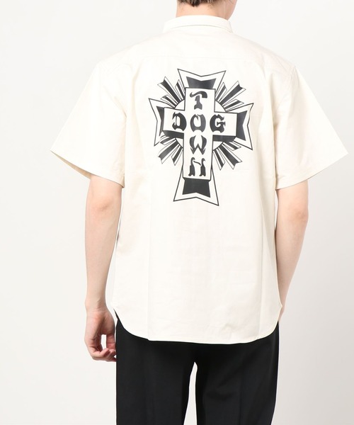 DOGTOWN（ドッグタウン）の「DT-NEW LETTER WORK・SS-SHIRT/ドックタウン 半袖 ワーク シャツ（シャツ/ブラウス・メンズ・ホワイト/ブラック/ストライプ・M/L）」の6枚目の写真