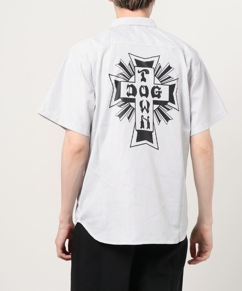 DOGTOWN（ドッグタウン）の「DT-NEW LETTER WORK・SS-SHIRT/ドックタウン 半袖 ワーク シャツ（シャツ/ブラウス・メンズ・ホワイト/ブラック/ストライプ・M/L）」の10枚目の写真