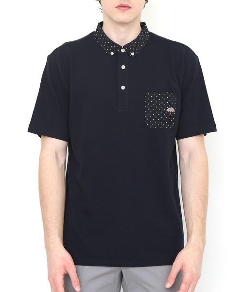 Design Tshirts Store graniph（デザイン　ティーシャツ　ストア　グラニフ）の「ロンドンレインビューティフルシャドー｜ポロシャツ（ポロシャツ・メンズ・ネイビー・LARGE/X-LARGE/MEDIUM/SMALL）」の5枚目の写真