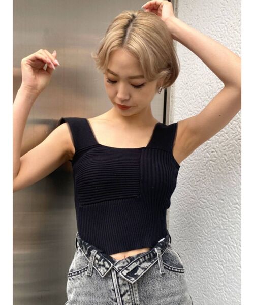 EMODA（エモダ）の「ボクシーニットトップ（ニット/セーター・レディース・ホワイト/ブルー/ブラウン/ブラック・FREE）」の13枚目の写真