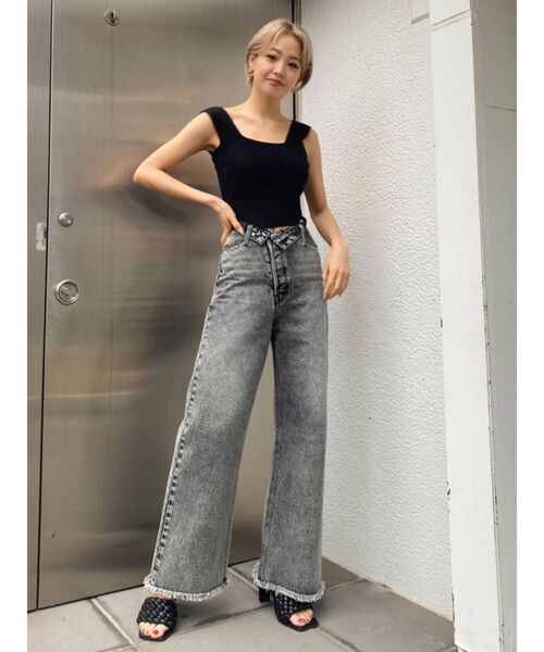 EMODA（エモダ）の「ボクシーニットトップ（ニット/セーター・レディース・ホワイト/ブルー/ブラウン/ブラック・FREE）」の14枚目の写真