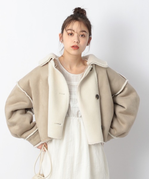 リバーシブルムートンボアモコモココート ムートンコート Heather ヘザー のファッション ムートンコート 21aw