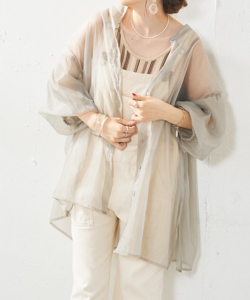 DISCOAT（ディスコート）の「【ZOZO限定】オーガンジーバックギャザーブラウス（シャツ/ブラウス・レディース・ホワイト/ブラック/グレー・FREE）」の3枚目の写真