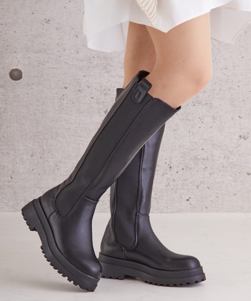 Shoes in Closet（シューズインクローゼット）の「【Shoes in Closet ＋ (プラス)】ボリューム  トラックソール 厚底 ロング丈 ブーツ 2674（ブーツ・レディース・ブラック・LL/S/M/L）」の10枚目の写真