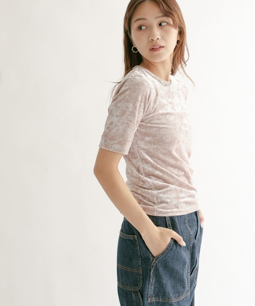 KBF（ケイビーエフ）の「コンパクトベロアTシャツ（Tシャツ/カットソー・レディース・ダークブラウン/ベージュ系その他/ブルー系その他・ONE）」の3枚目の写真