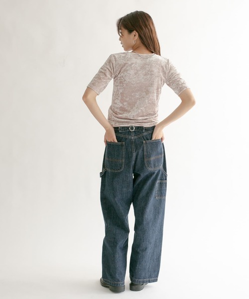 KBF（ケイビーエフ）の「コンパクトベロアTシャツ（Tシャツ/カットソー・レディース・ダークブラウン/ベージュ系その他/ブルー系その他・ONE）」の4枚目の写真