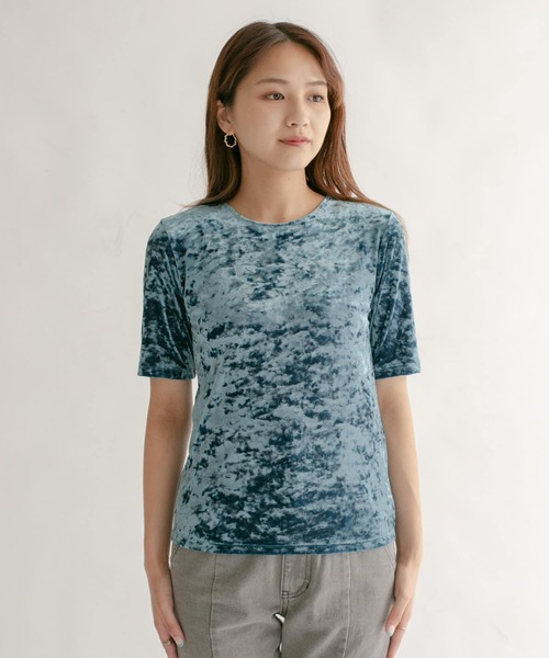 KBF（ケイビーエフ）の「コンパクトベロアTシャツ（Tシャツ/カットソー・レディース・ダークブラウン/ベージュ系その他/ブルー系その他・ONE）」の10枚目の写真