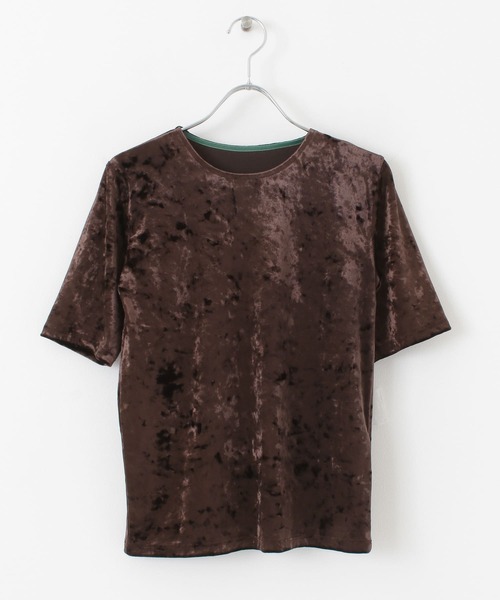KBF（ケイビーエフ）の「コンパクトベロアTシャツ（Tシャツ/カットソー・レディース・ダークブラウン/ベージュ系その他/ブルー系その他・ONE）」の5枚目の写真